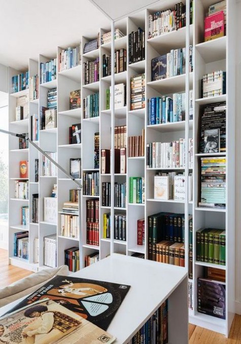 here is a modern twist on floor-to-ceiling billy storage