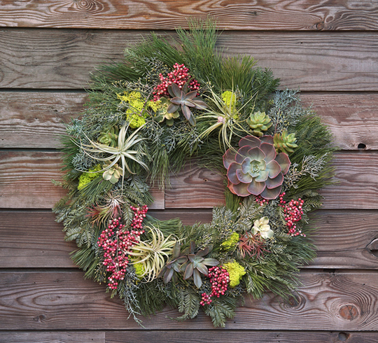 Holiday Wreaths and Tree Ornaments With Natural Plants