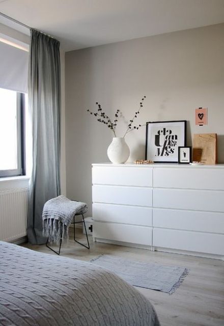 a welcoming contemporary bedroom with an IKEA Malm dresser