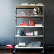 an IKEA Hyllis shelf hack on casters is a cool idea to store all the stuff you need and it’s very mobile