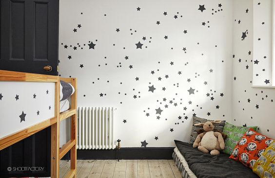 if you have an interesting pattern on a wall you can easily repeat it on a ikea kura bed