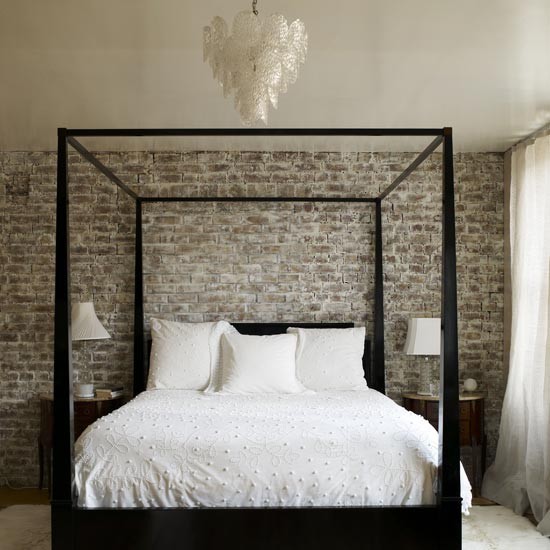 add class to your bedroom with an exposed brick wall - it will work for almost any style
