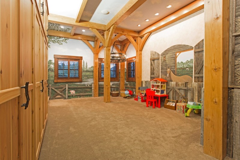 Incredible barn mansion made of wood and stone in utah  18