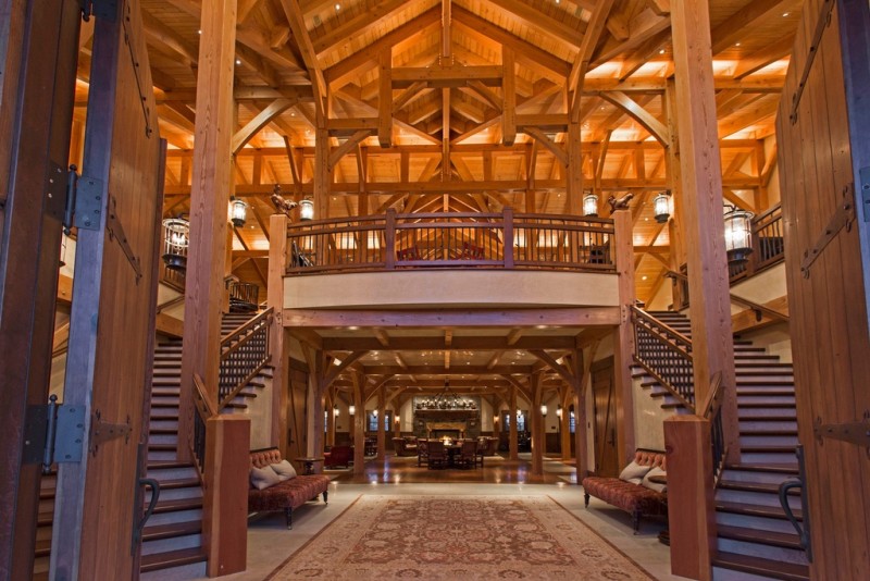 Incredible barn mansion made of wood and stone in utah  2