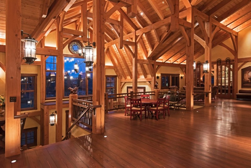Incredible barn mansion made of wood and stone in utah  3