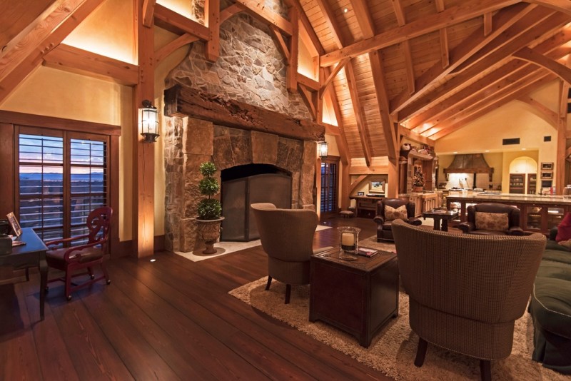 Incredible barn mansion made of wood and stone in utah  6