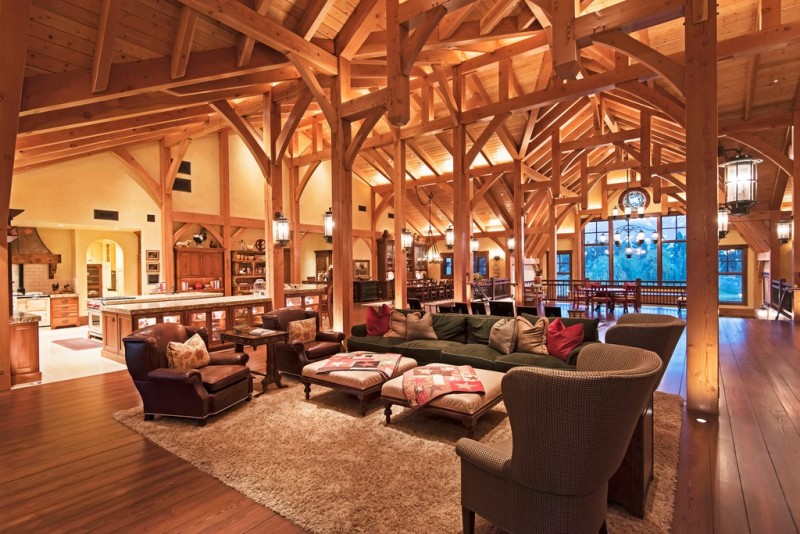 Incredible barn mansion made of wood and stone in utah  7