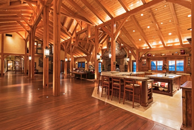 Incredible barn mansion made of wood and stone in utah  8
