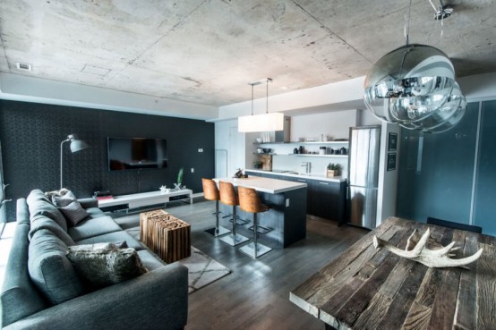 Industrial Loft Design With Natural Rough Wood Elements