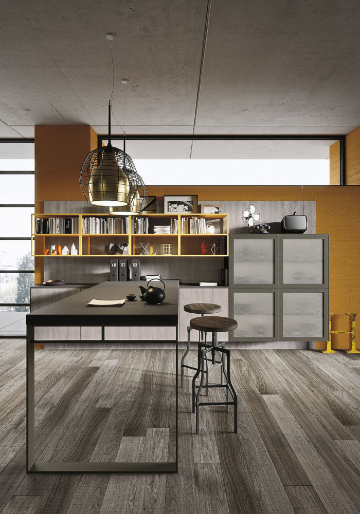 Industrial Loft Kitchen With Light Wood In Design