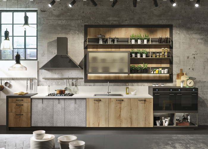 Industrial loft kitchen with light wood in design  3