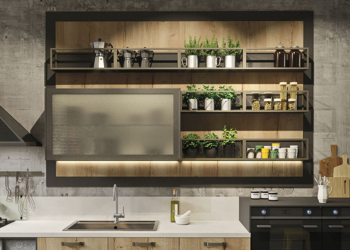 Industrial loft kitchen with light wood in design  4