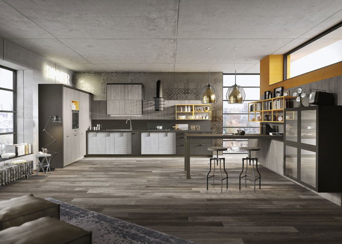 Industrial loft kitchen with light wood in design  9