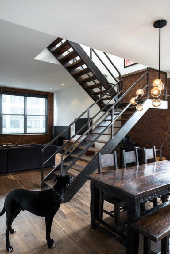 Industrial Masculine Penthouse In New York