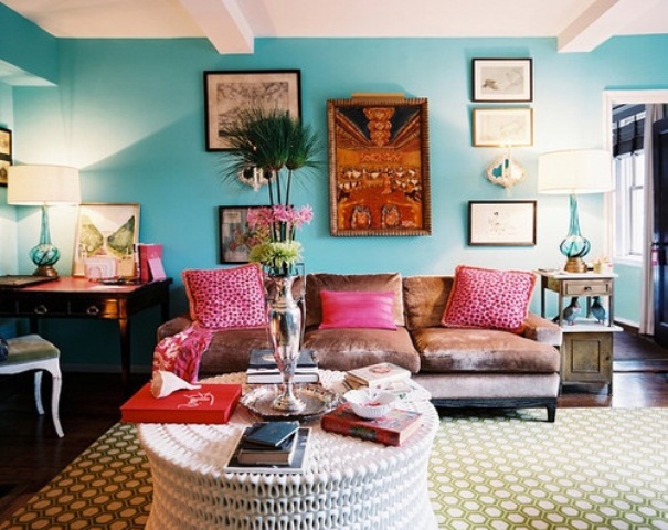 Consider a mix of bright colors, antique furniture and tribal wall art to create an ultimate boho living space.