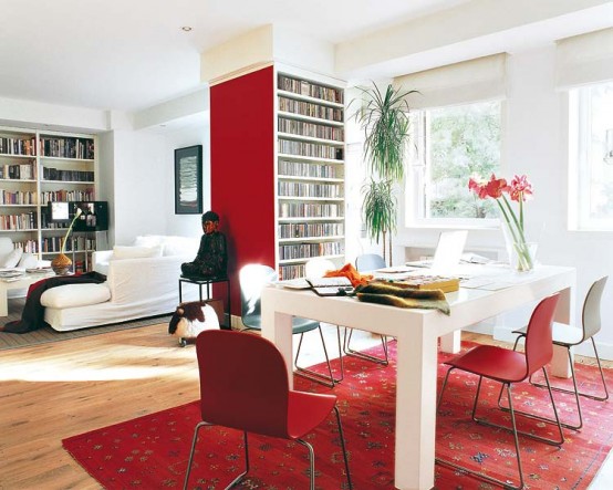 Interior of a House Decorated With a Lot of Red Accents