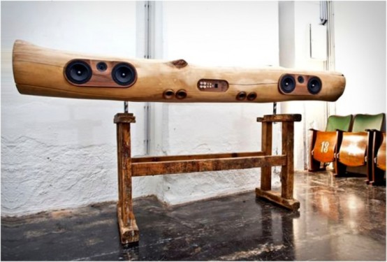 iPod And iPhone Docking Station Of A Tree Trunk
