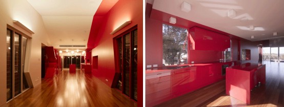 K House – Unusual Beach House with Red Interior