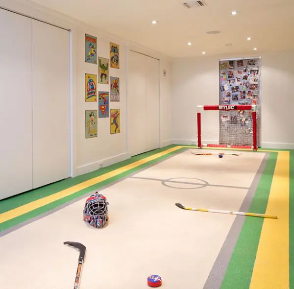 hockey room for kids could fit a standard basement