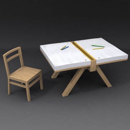 Original Drawing Table for Two Kids – Foglio by Domodinamica