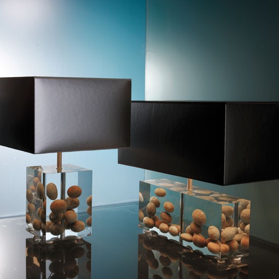 Acrylic Glass and Natural Pebbles Lamps and Occasional Tables – Kisimi by Bleu Nature