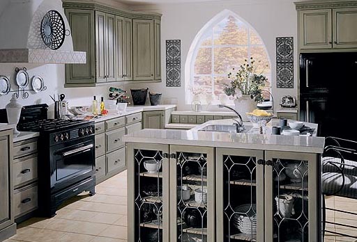 You can use tall cabinets with glass doors if you want to separate your dining area from a cooking area.