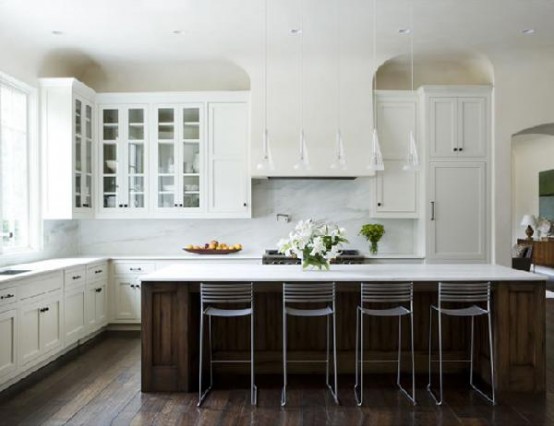 Long kitchen islands provide lots of space for eating. Great for large family breakfasts!