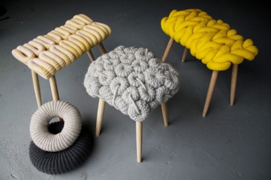 Knitted Stools To Add Some Comfort To Winter Evenings