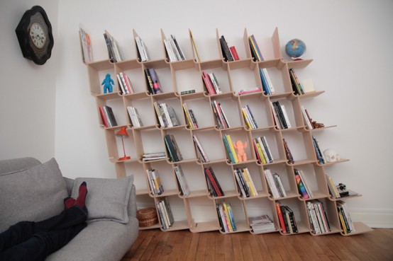 L Shelf System Made From Simple Bent Plywood Pieces