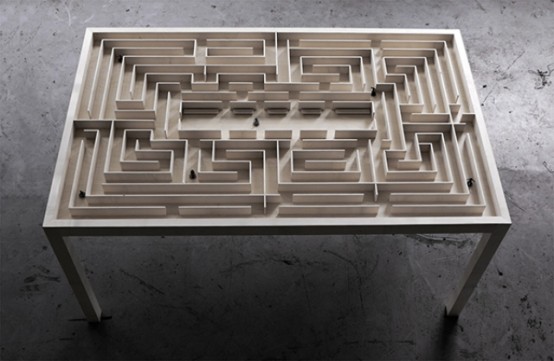 Labyrinth Dining Table With A 3D Maze Under The Top