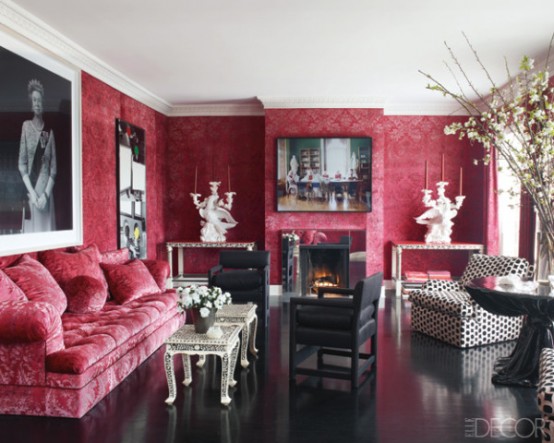 Living Room Upholstered In A Velvet
