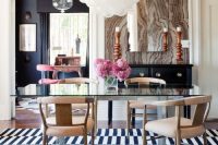 luxurious dining area with Stockholm rug