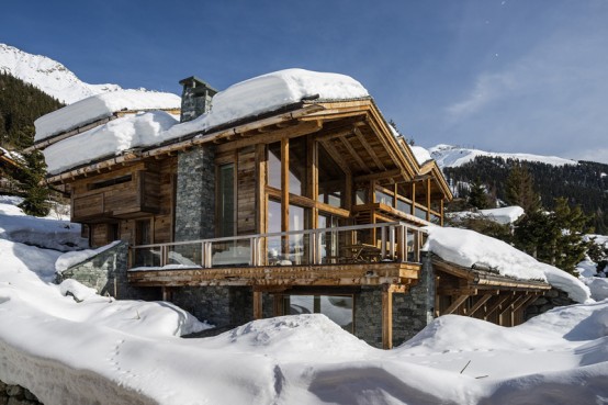 Luxurious Swiss Chalet With Lots Of Wood And Stone