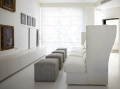 Luxurious White Apartment With Sculptural Wood And Stone Objects