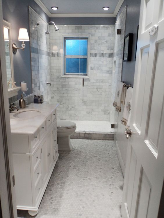 marble-inspired basement bathroom decor