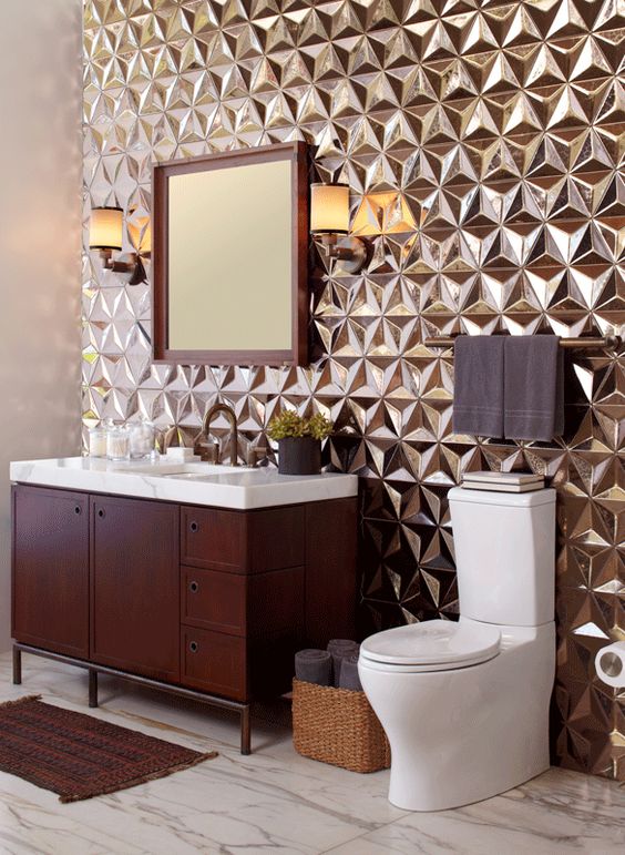 Metallic tiles decor ideas  21