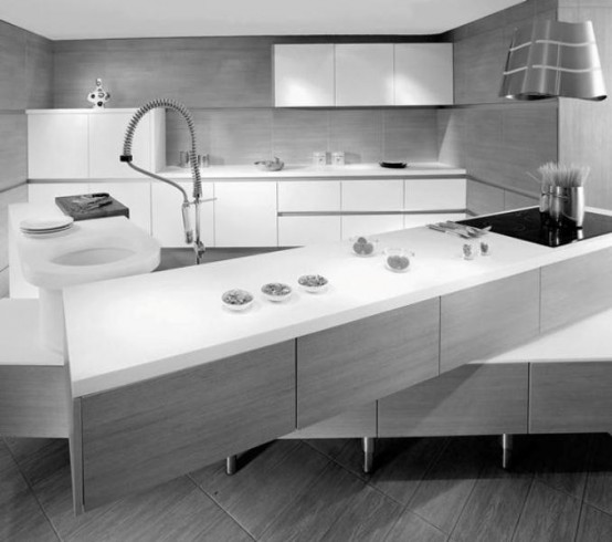 Minimalist Kitchen With Off Set Counter Tops