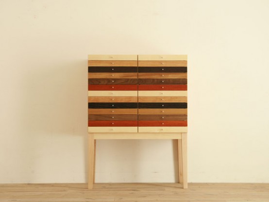 Mixed Wood Chest of Drawers
