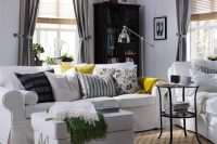 Modern Ektorp sofa in white with an ottoman