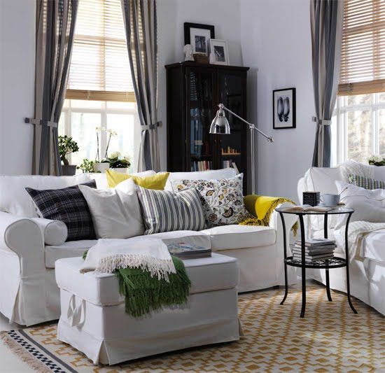 Modern Ektorp sofa in white with an ottoman