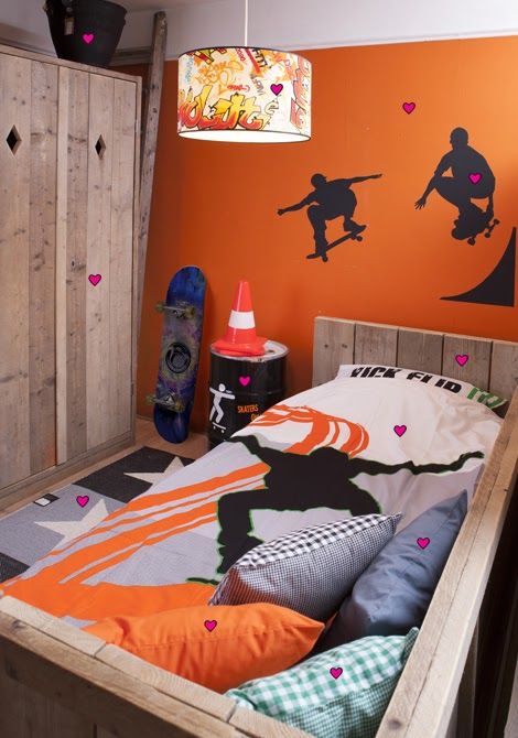 Hit a wall with a bold color and add some decals on it. Teens aren't like adults, they appreciate vibrant colors.