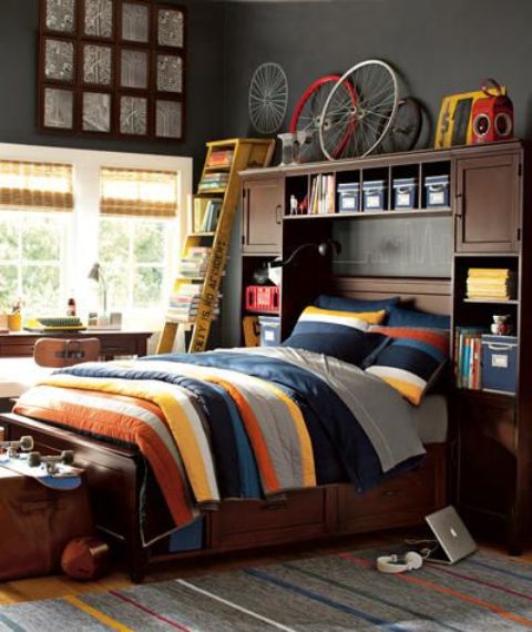 Headboards could be used not only for additional storage but to display things too.