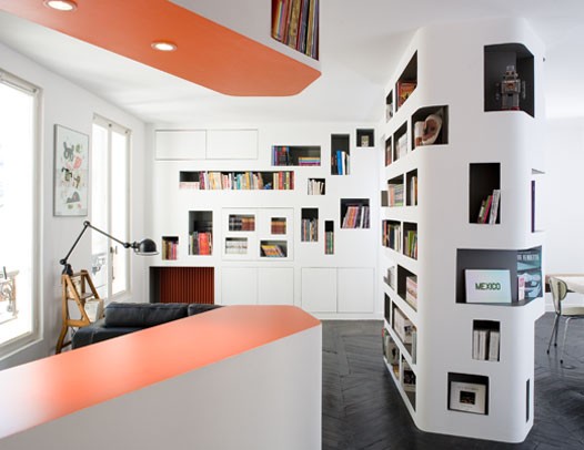Modern 60 Square Meter Apartment With Amazing Book Storage Organization