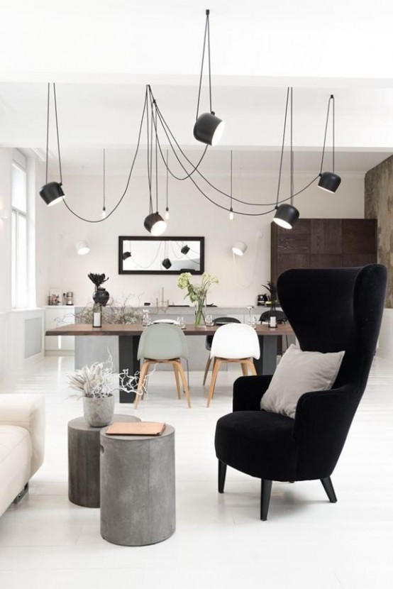 Modern Black And White Apartment With Art Nouveau Elements