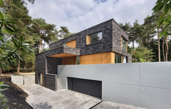Modern Forest House Finished With Stone – Bosvilla Soest by Zecc Architecten