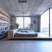 integrate your home library into your bedroom – place floating bookshelves on the wall and voila