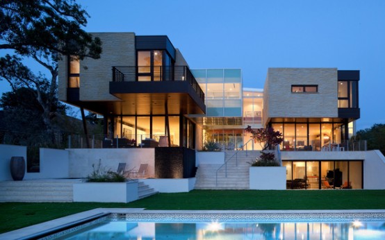 Modern House With Complex Geometry Overlooking The Water