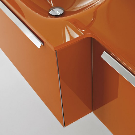 Modern Orange Wall Mounted Washbasin