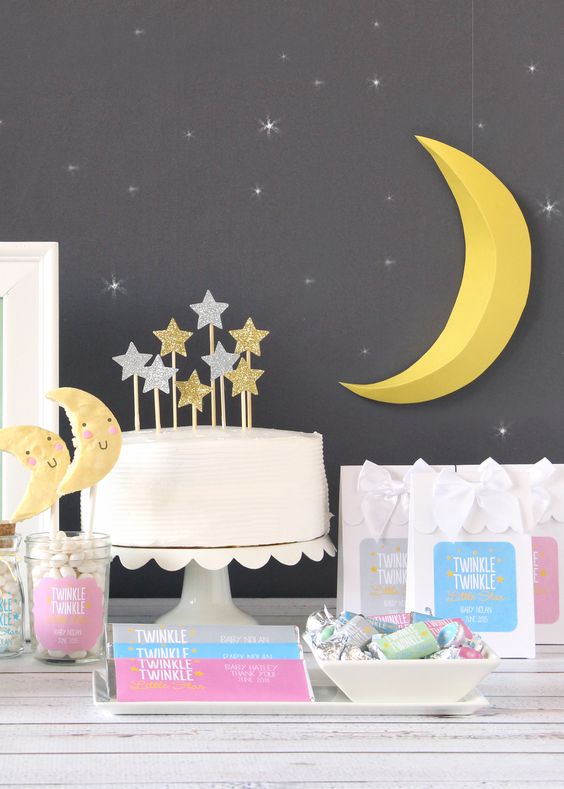 moon and stars  gender neutral baby shower