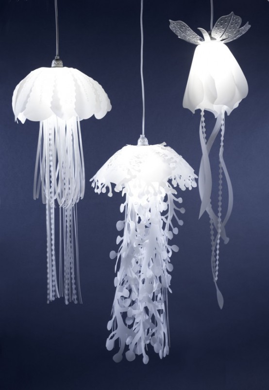 Jellyfish inspired pendant lamps will be a nice idea for an ocean or coastal home done in modern or contemporary style